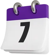 Ícone de calendário indicando atendimento ao cliente de tradução certificada 7 dias por semana