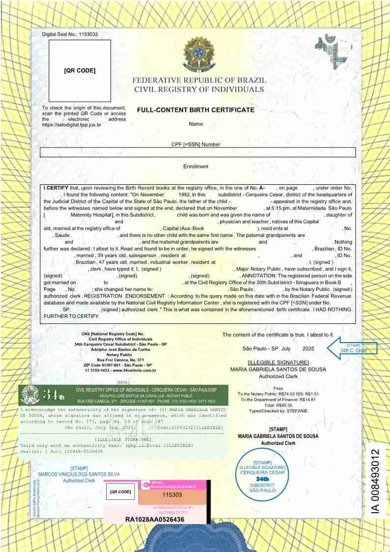 Documento traduzido em portfólio de tradução profissional certificada