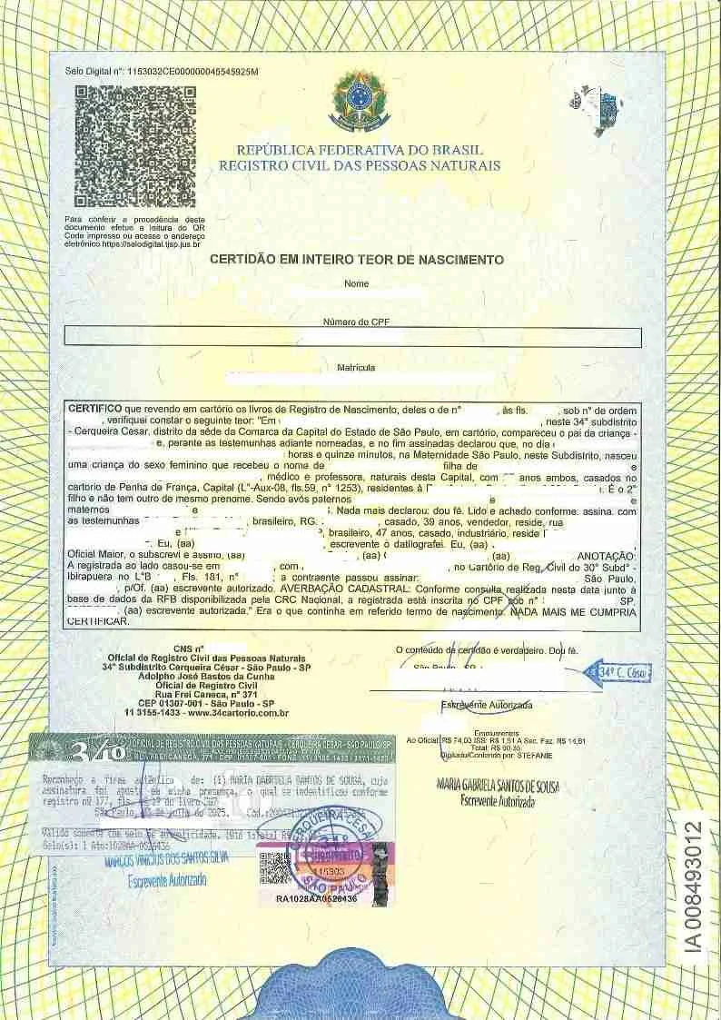 Documento original utilizado em tradução certificada profissional