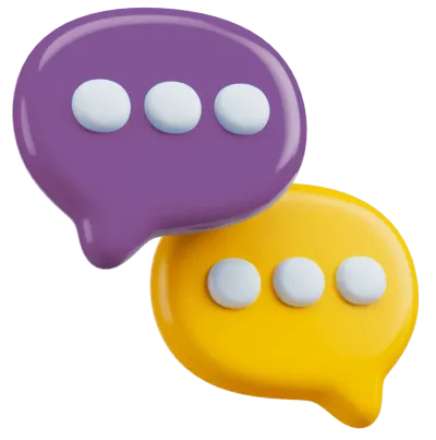 Two speech bubbles, a question and an answer