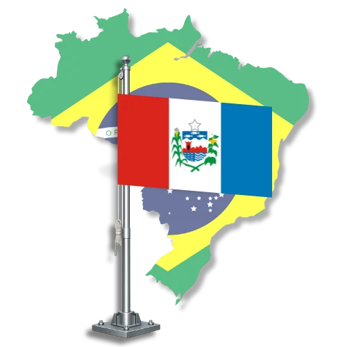 Bandeira de Alagoas sobre o mapa do Brasil, para tradutor juramentado em Alagoas