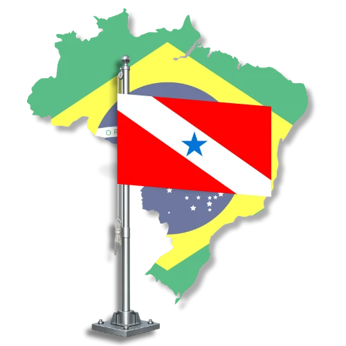 Bandeira do Pará sobre o mapa do Brasil, para tradutor juramentado no Pará