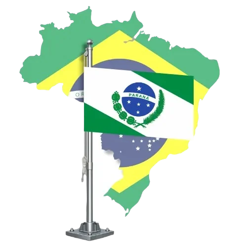 Bandeira do Paraná sobre o mapa do Brasil, para tradutor juramentado no Paraná