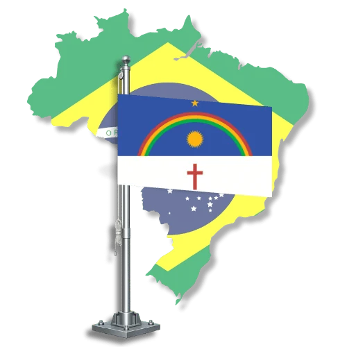 Bandeira de Pernambuco sobre o mapa do Brasil, para tradutor juramentado em Pernambuco