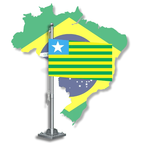 Bandeira do Piauí sobre o mapa do Brasil, para tradutor juramentado no Piauí