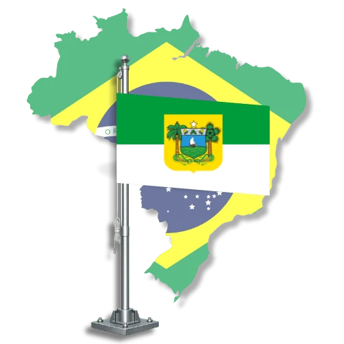 Bandeira do Rio Grande do Norte sobre o mapa do Brasil, para tradutor juramentado no Rio Grande do Norte