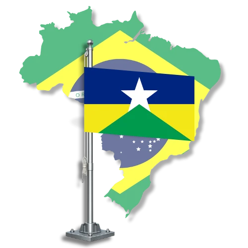 Bandeira de Rondônia sobre o mapa do Brasil, para tradutor juramentado em Rondônia