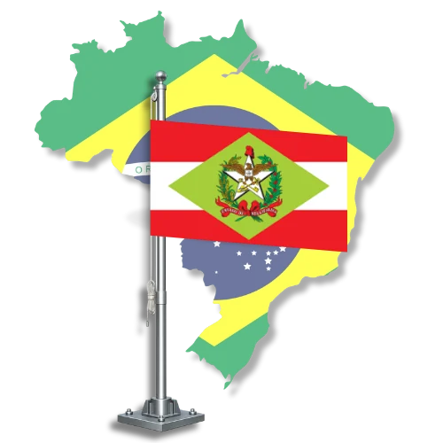 Bandeira de Santa Catarina sobre o mapa do Brasil, para tradutor juramentado em Santa Catarina
