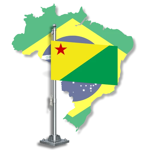 Bandeira do Acre sobre o mapa do Brasil, para tradutor juramentado no Acre