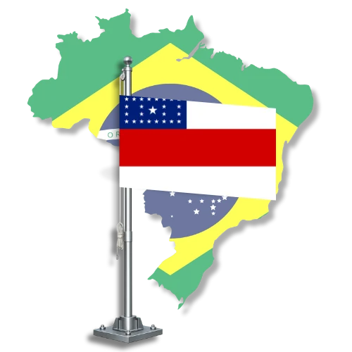 Bandeira do Amazonas sobre o mapa do Brasil, para tradutor juramentado no Amazonas