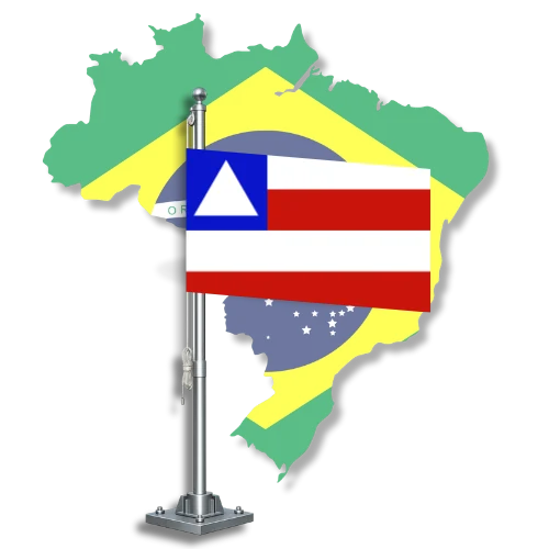 Bandeira da Bahia sobre o mapa do Brasil, para tradutor juramentado na Bahia