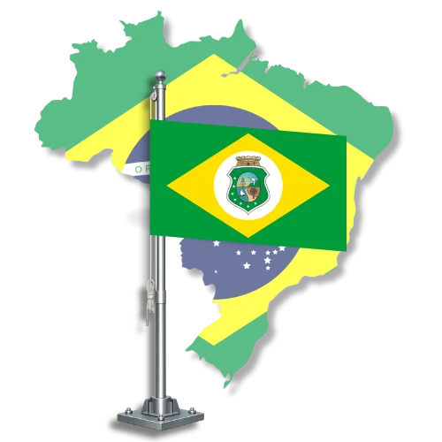 Bandeira do Ceará sobre o mapa do Brasil, para tradutor juramentado no Ceará