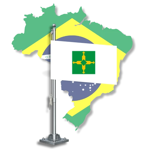 Bandeira do Distrito Federal sobre o mapa do Brasil, para tradutor juramentado no Distrito Federal