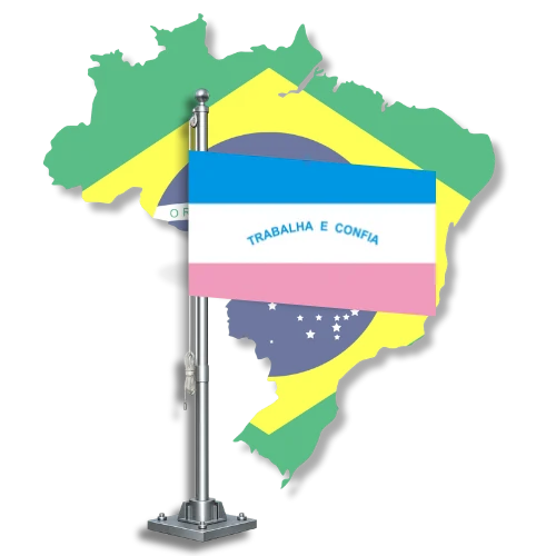 Bandeira do Espírito Santo sobre o mapa do Brasil, para tradutor juramentado no Espírito Santo