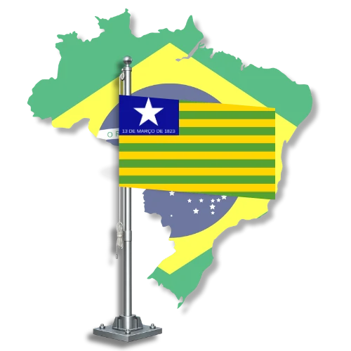 Bandeira de Goiás sobre o mapa do Brasil, para tradutor juramentado em Goiás