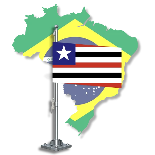 Bandeira do Maranhão sobre o mapa do Brasil, para tradutor juramentado no Maranhão