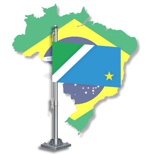 Bandeira de Mato Grosso do Sul sobre o mapa do Brasil, para tradutor juramentado em Mato Grosso do Sul