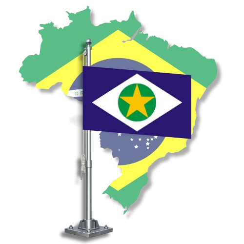 Bandeira de Mato Grosso sobre o mapa do Brasil, para tradutor juramentado em Mato Grosso