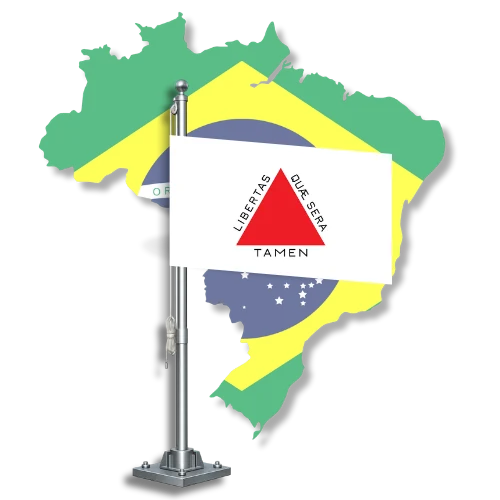 Bandeira de Minas Gerais sobre o mapa do Brasil, para tradutor juramentado em Minas Gerais