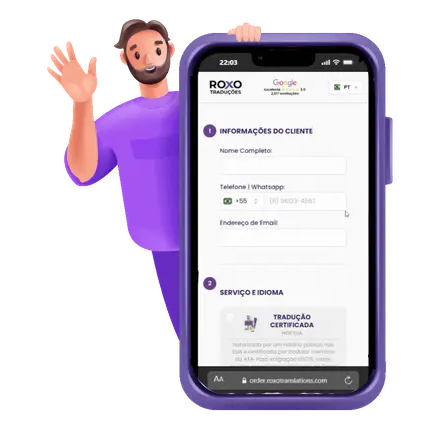 Como pedir orçamento de preço de tradução pelo WhatsApp ou site, Roxo Traduções
