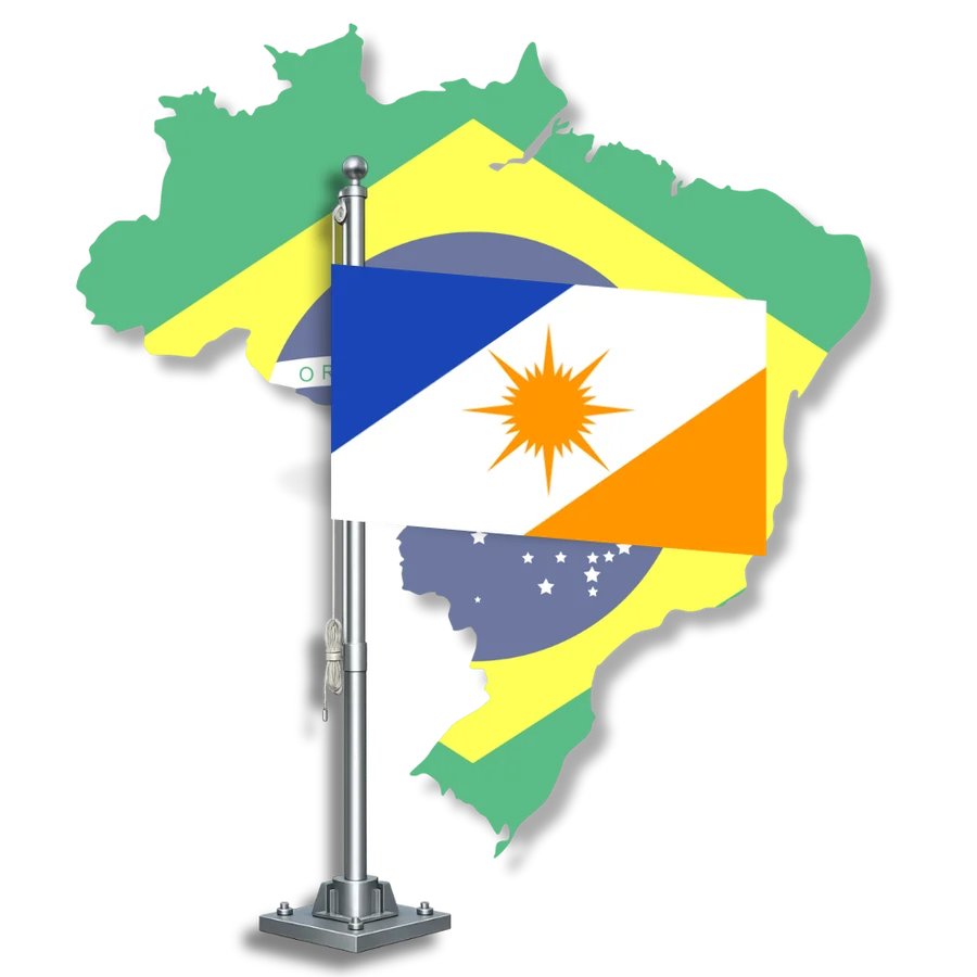 Bandeira do Tocantins sobre o mapa do Brasil, para tradutor juramentado no Tocantins