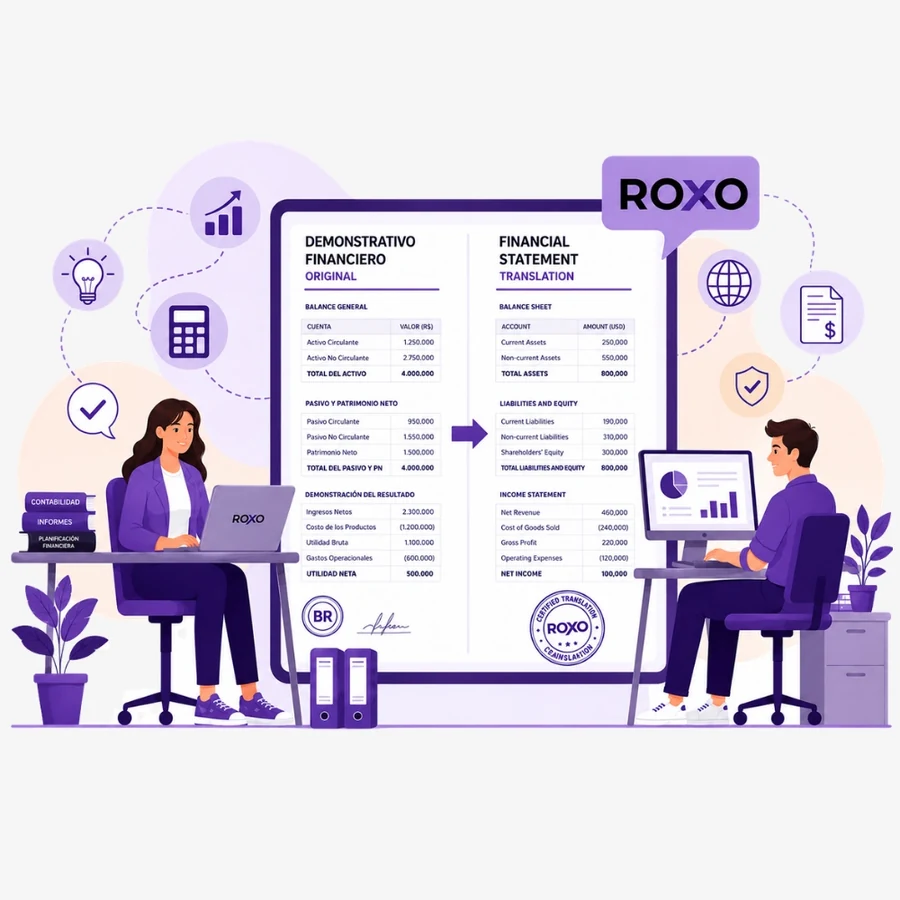 Tradução de documentos financeiros com selo de certificação profissional