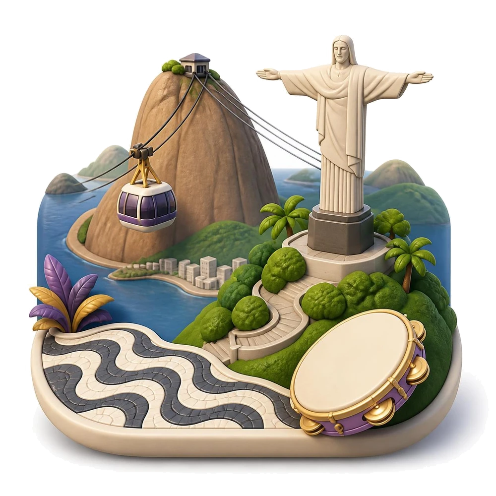 Pão de Açúcar com bondinho, Cristo Redentor e calçadão de Copacabana