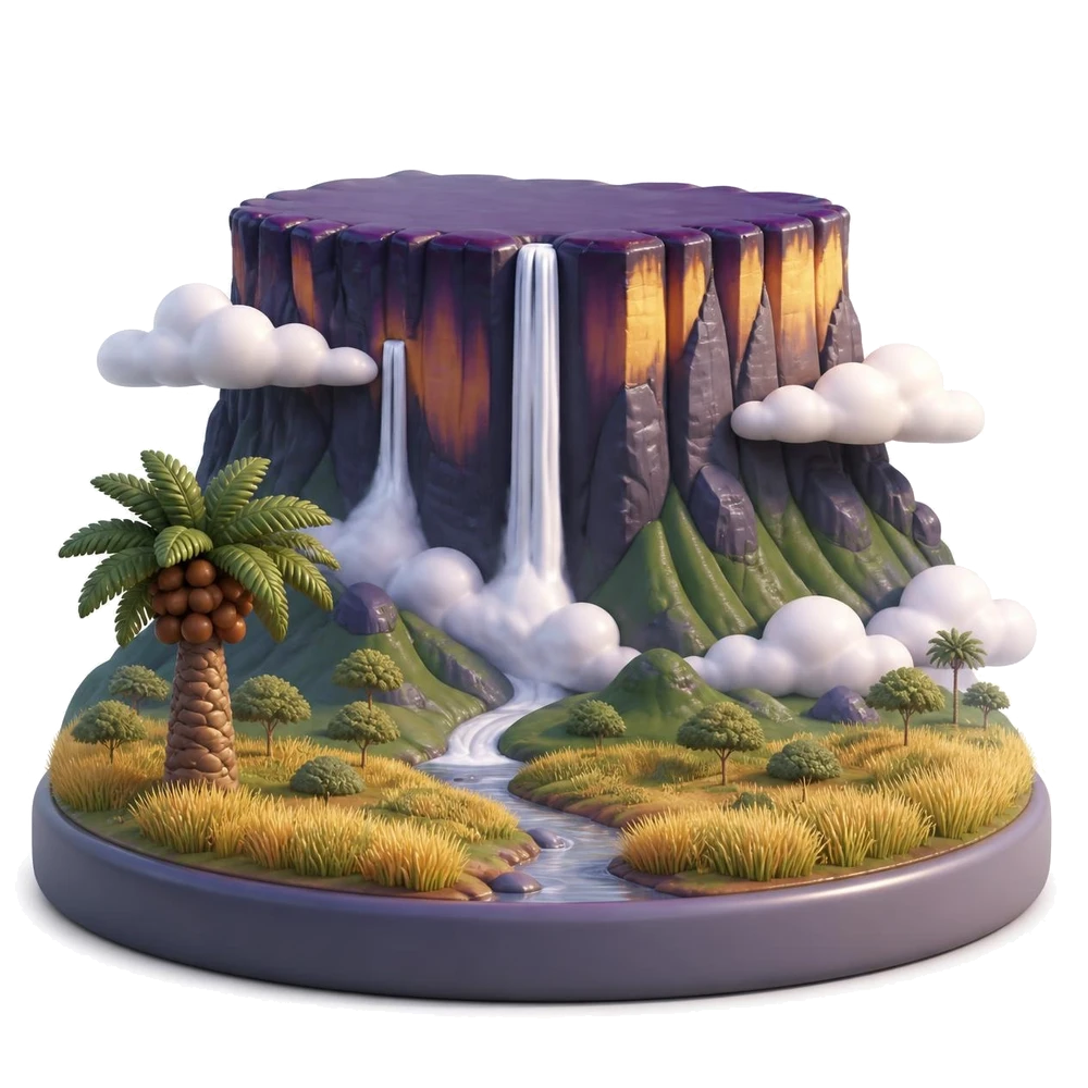 Monte Roraima com cachoeiras, lavrado e buriti em Roraima