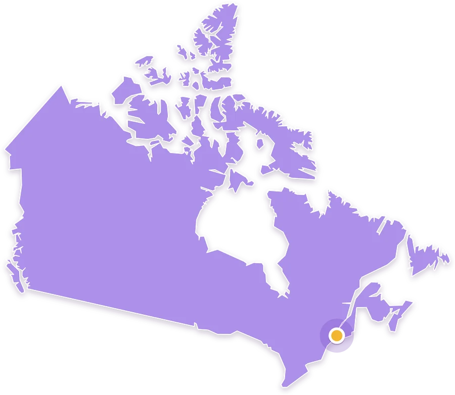 Mapa de Canadá con Montreal marcada