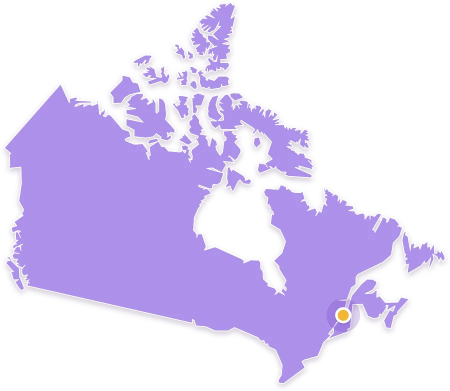 Mapa de Canadá con Ciudad de Quebec marcada