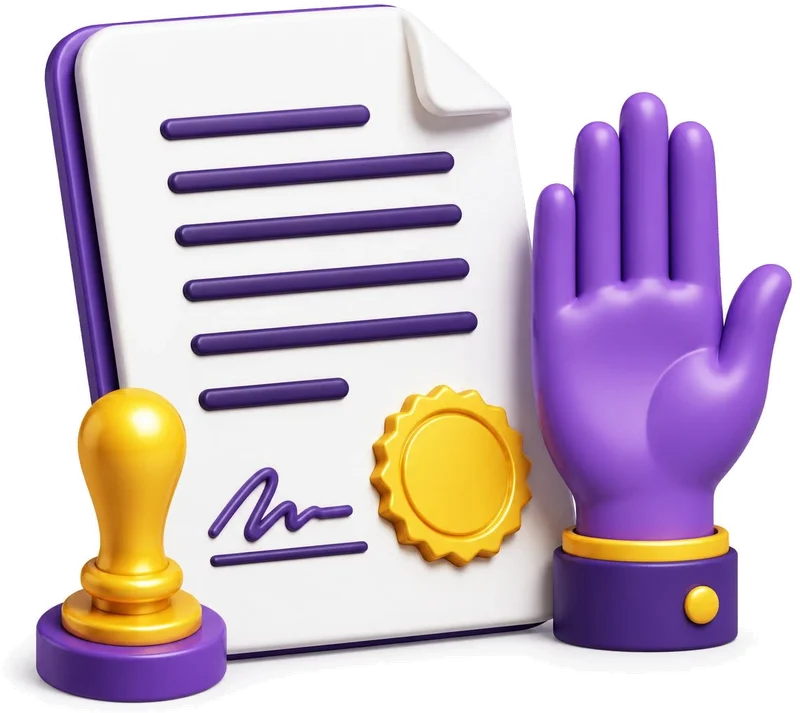 Sworn statement with a raised hand and a gold notary seal, ready for a certified translation