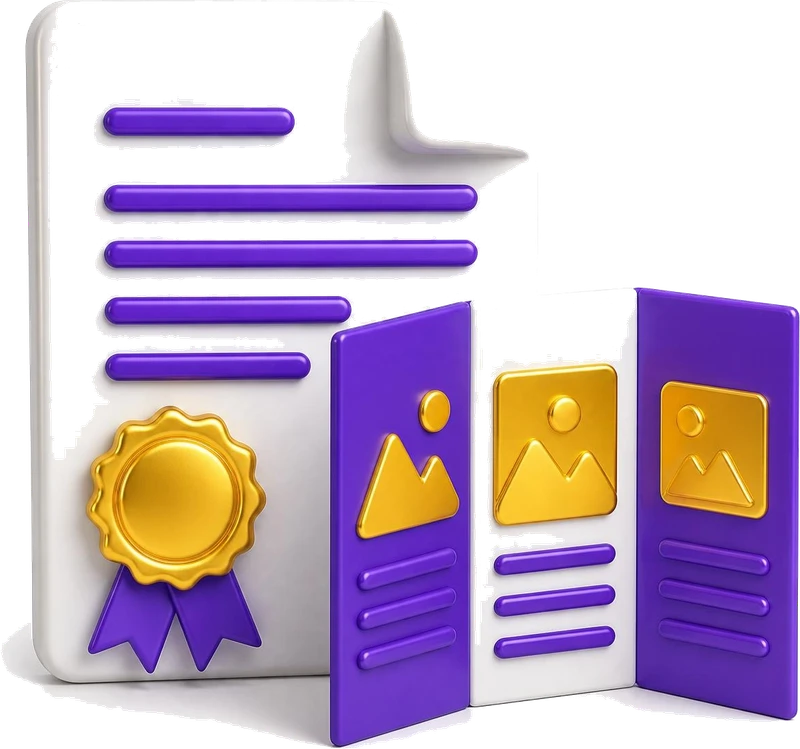 Brochure: 3D illustration of the document