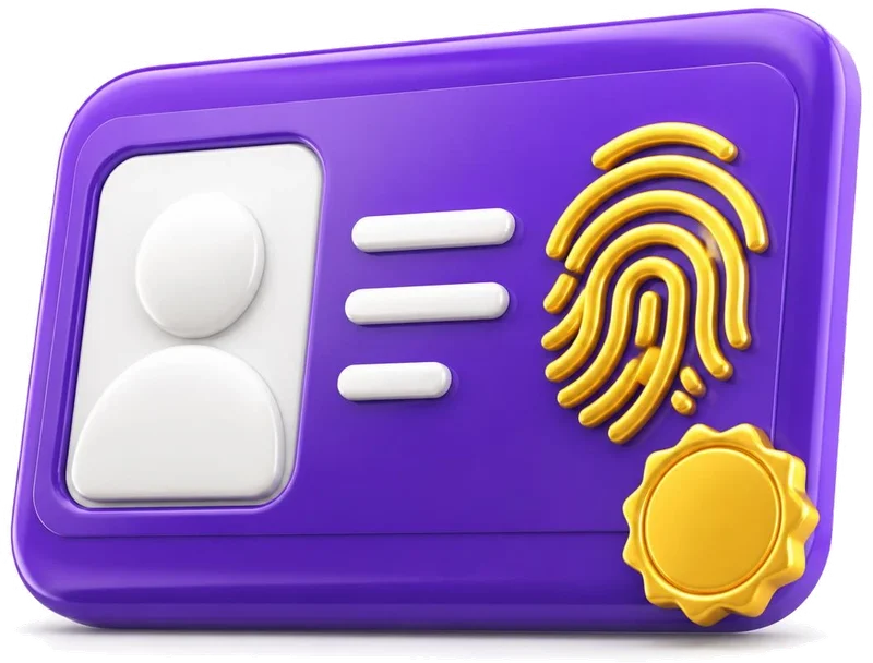 Identity card with a photo silhouette and a fingerprint, ready for a certified translation