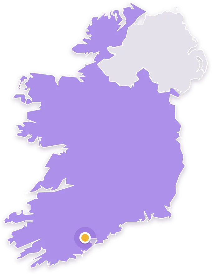 Map of Ireland with Cork marked