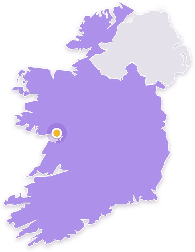 Map of Ireland with Galway marked