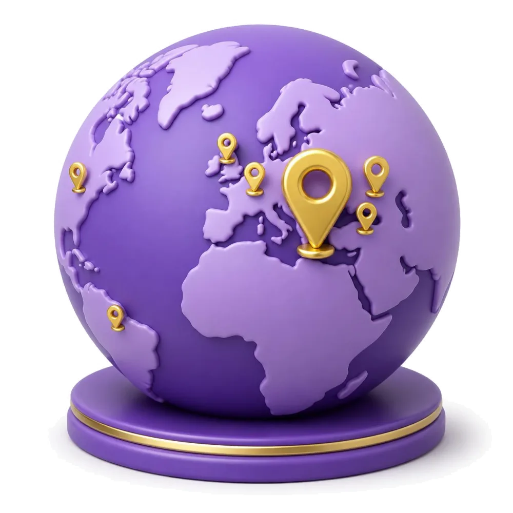 Globo roxo com pinos na Bulgária e nas comunidades búlgaras da Europa e da América