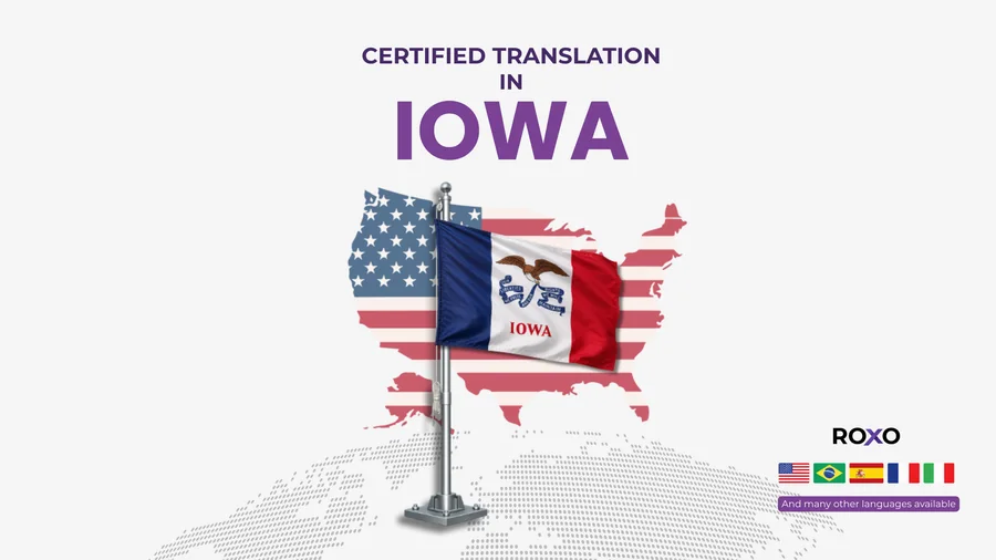 Roxo Translations certified translation in Iowa — English, Spanish, Portuguese, French and Italian, USCIS-accepted, 100% online, and many other languages available