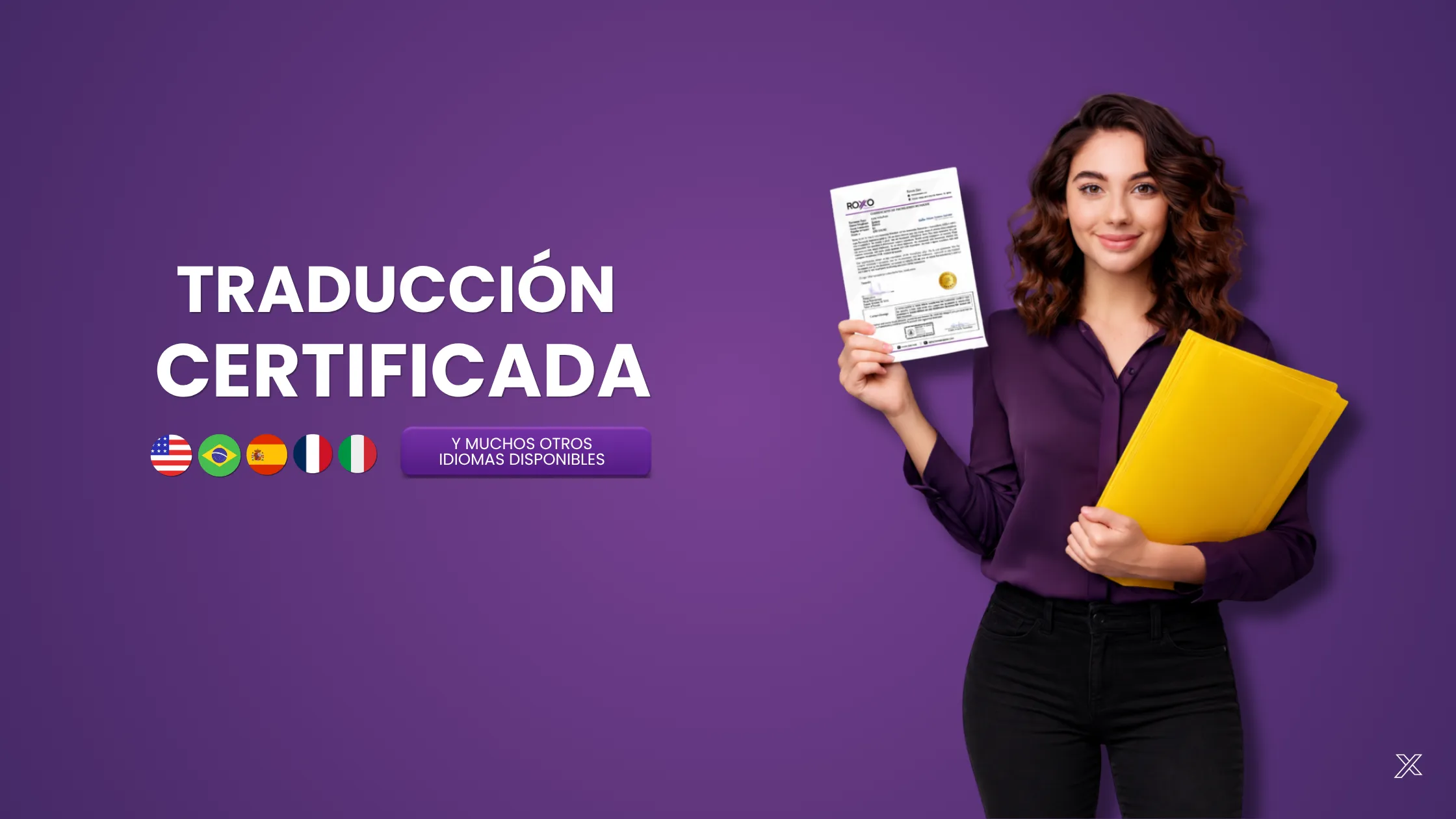 Traducción certificada en varios idiomas: traductora con el documento, Roxo Traducciones