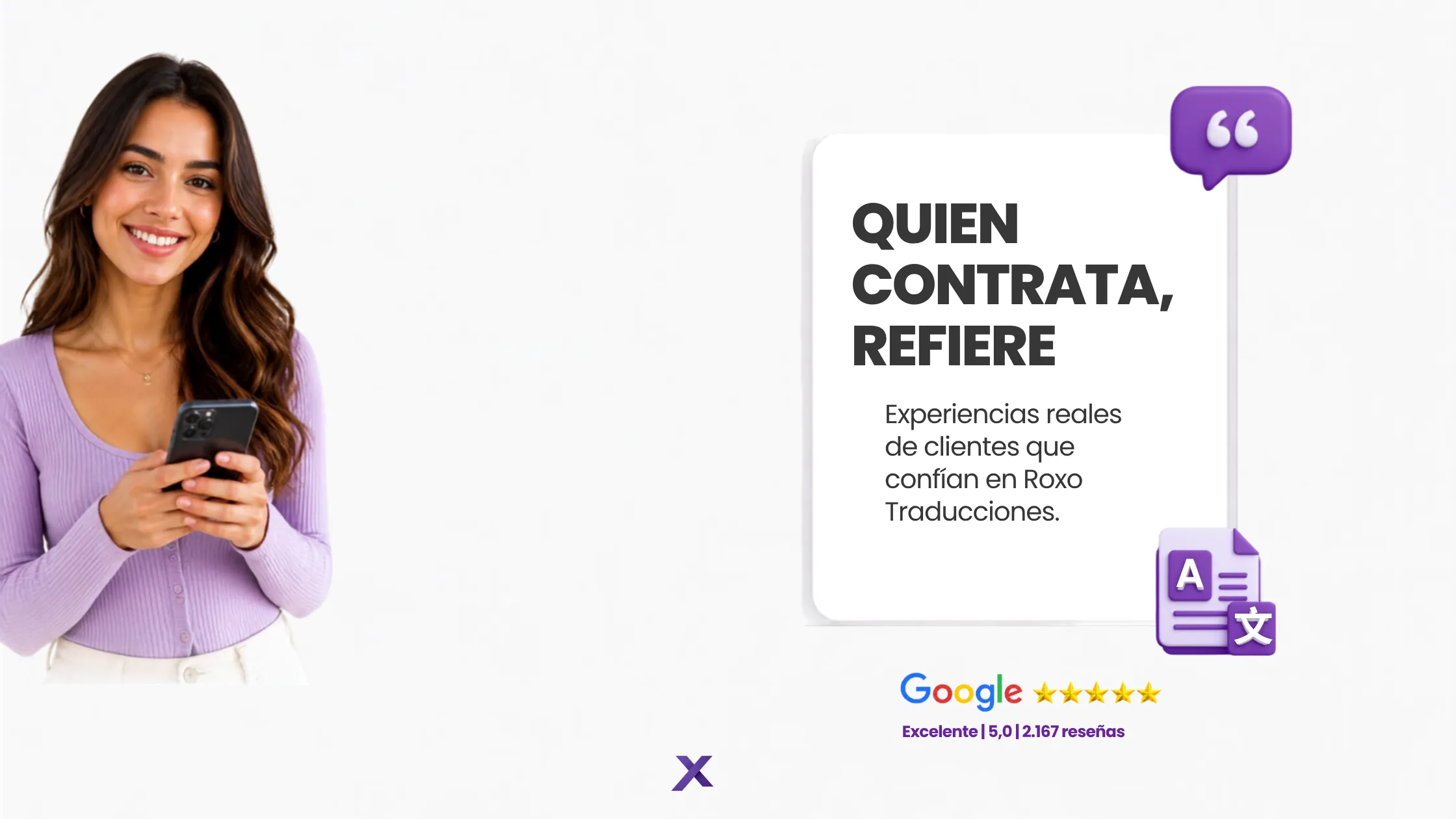Quien contrata refiere: clienta con reseñas de Google de traducción certificada, Roxo Traducciones