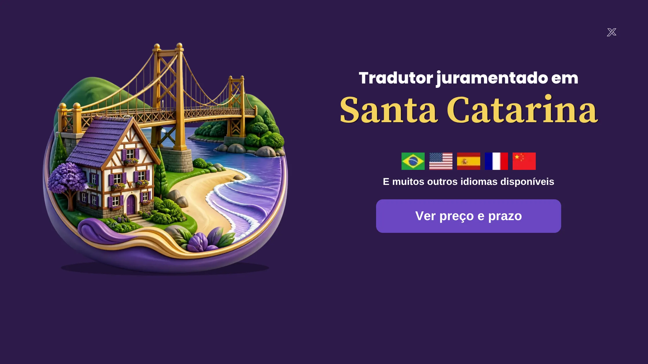 Ilha com ponte e casa enxaimel: tradutor juramentado em Santa Catarina, Roxo Traduções