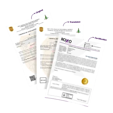 Certificado de antecedentes penales traducido al inglés con traducción certificada para el USCIS