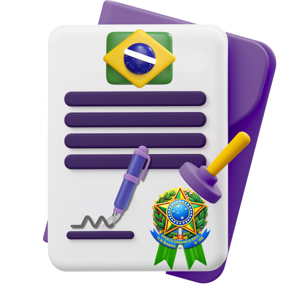 Ícone de tradução juramentada oficial aceita em todo o Brasil e no exterior