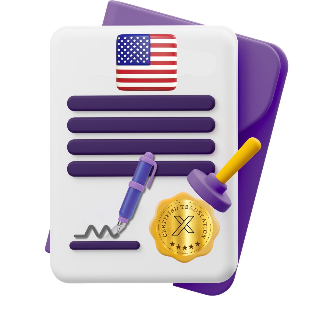 Ícone de traducción certificada aceptada en Estados Unidos por Roxo Traducciones