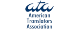 Logotipo da ATA, American Translators Association, referência em qualidade de tradução nos EUA