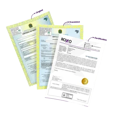 Certidão de nascimento traduzida para o inglês com tradução certificada aceita pelo USCIS