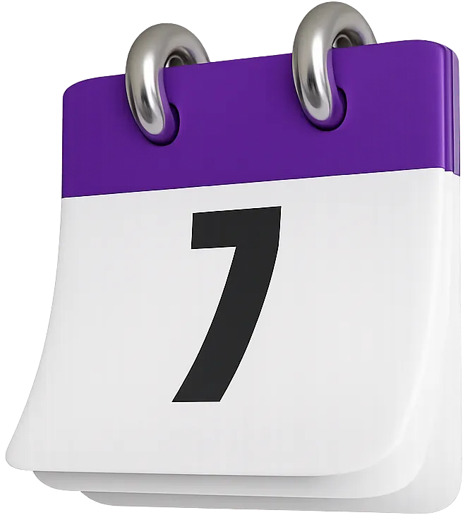 Calendar icon indicating certified translation customer service 7 days a week