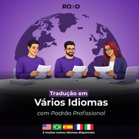 Equipe analisando documentos com o texto “Tradução em Vários Idiomas com Padrão Profissional” e bandeiras de países ao rodapé.