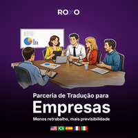 Equipe corporativa reunida em reunião representando parceria de tradução para empresas.